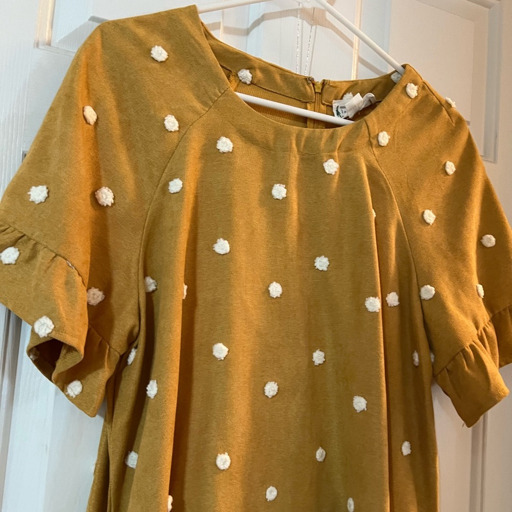 Mustard yellow polka dot dress